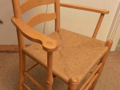 Set Of 8 Ash Ladder Back Rush  Seats Dining Chairs