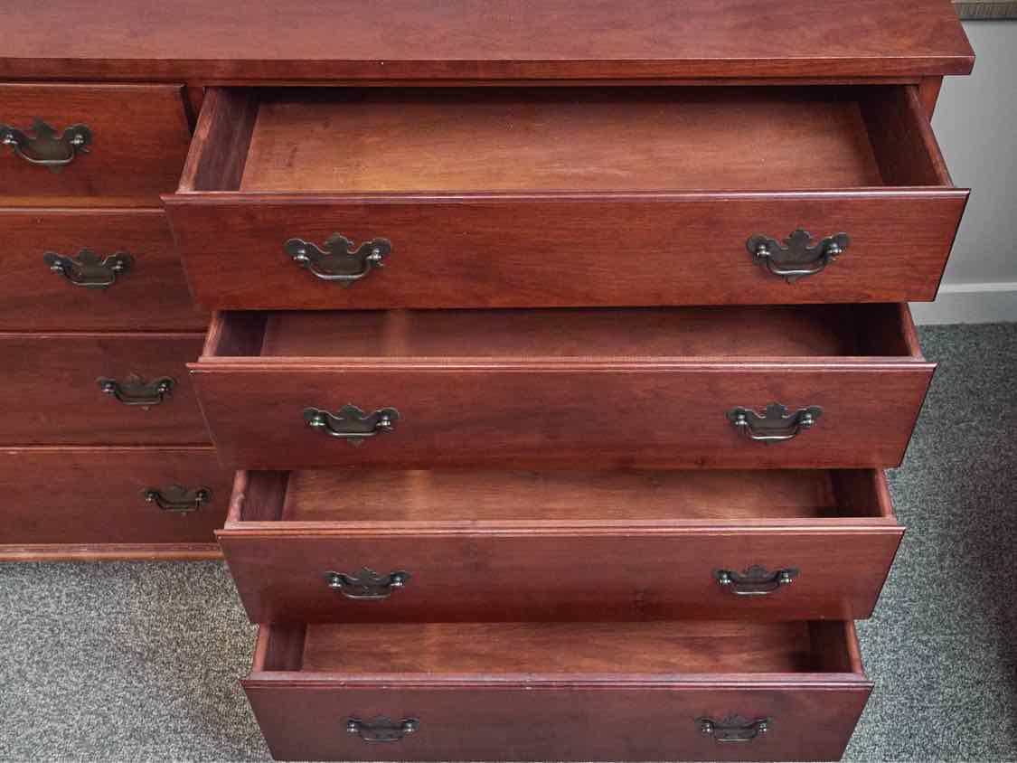 Solid Cherry Benchmade 8 Drawer Dresserwith Chippendale Handles
