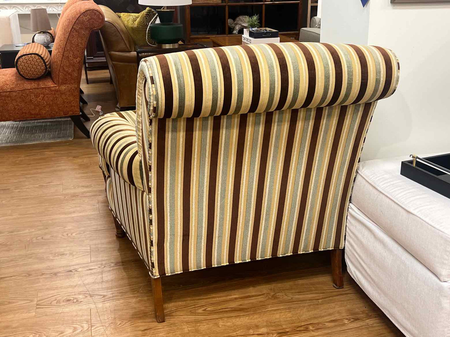 Stickley Striped Chair w/ Ottoman
