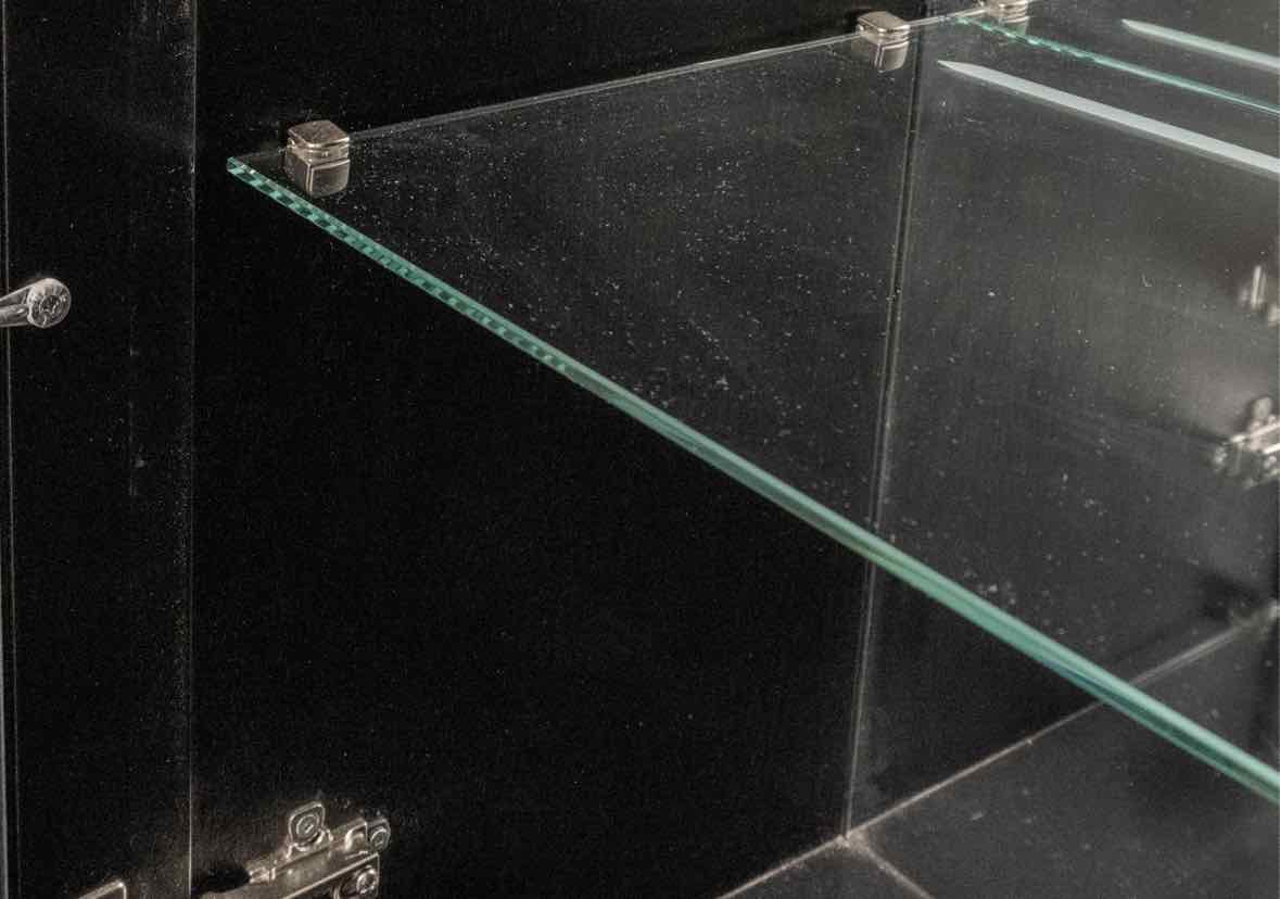 Bermex Wipestain Black Finish 2 Piece China Cabinet with 2 Glass Doors