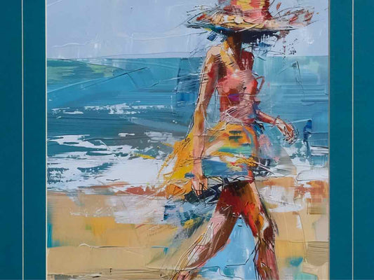 'Beach Breeze I" Art Print In White Frame