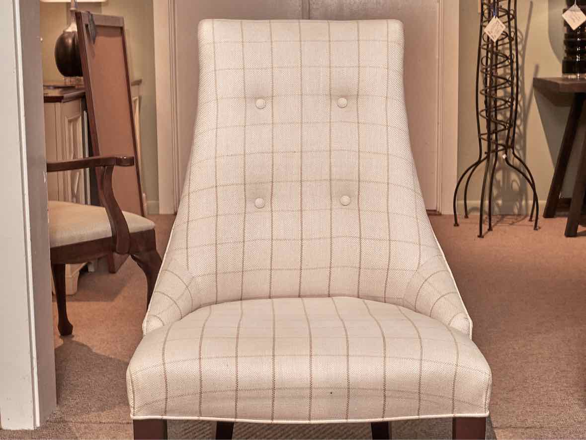 Pair of Host & Hostess Ivory Buffalo Plaid  Dining Chairs