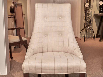 Pair of Host & Hostess Ivory Buffalo Plaid  Dining Chairs