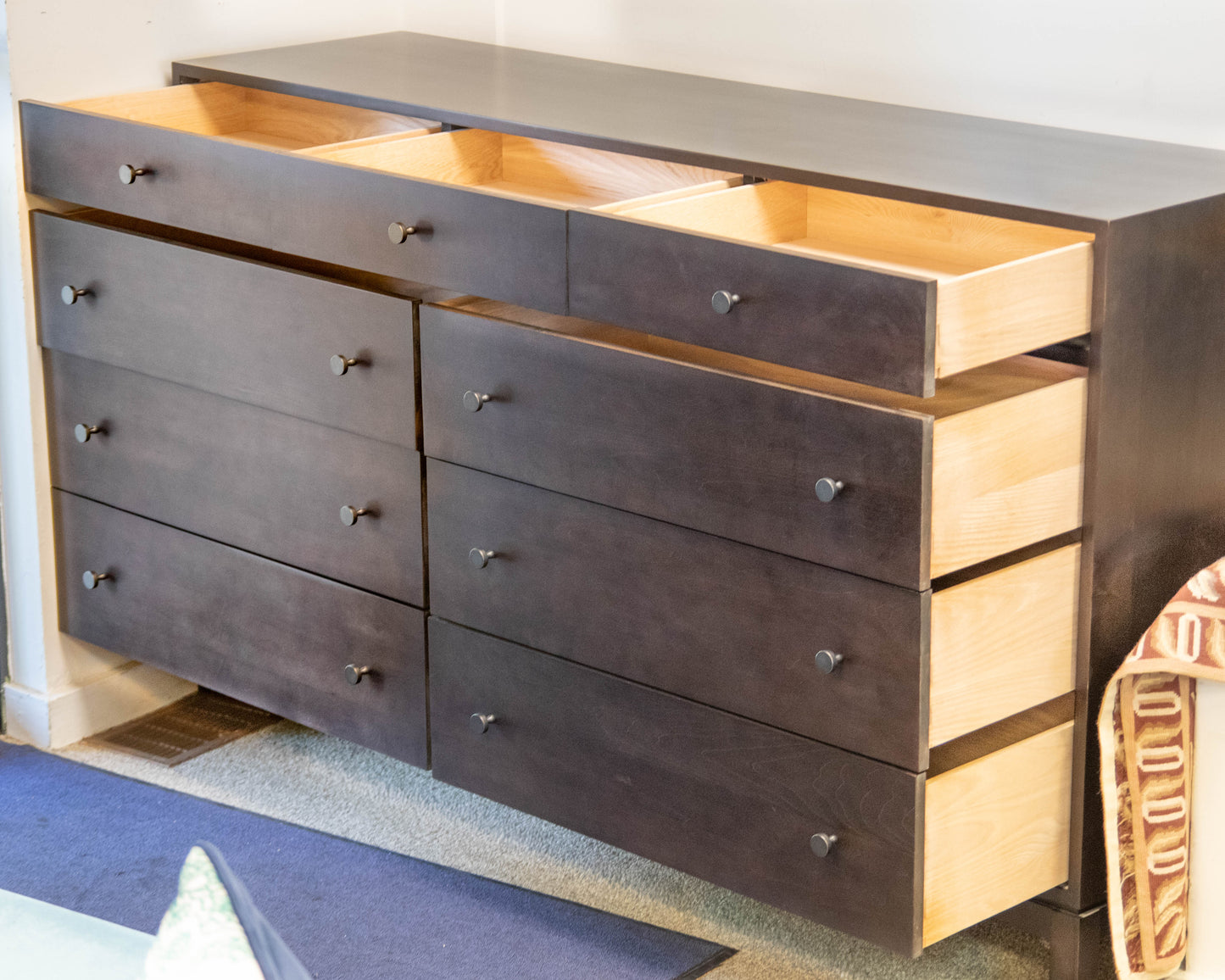 Gat Creek Gerard 9-Drawer Dresser in Maple Black Finish with Burnished Pulls