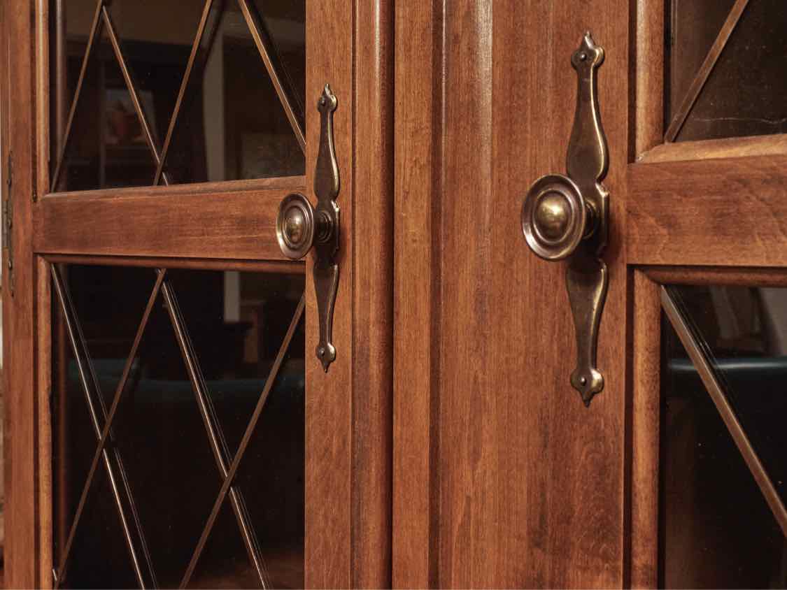 Heywood Wakefield Maple 2 Glass Door 2 Drawer 4 Shelf  China Cabinet