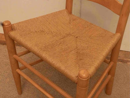 Set Of 8 Ash Ladder Back Rush  Seats Dining Chairs