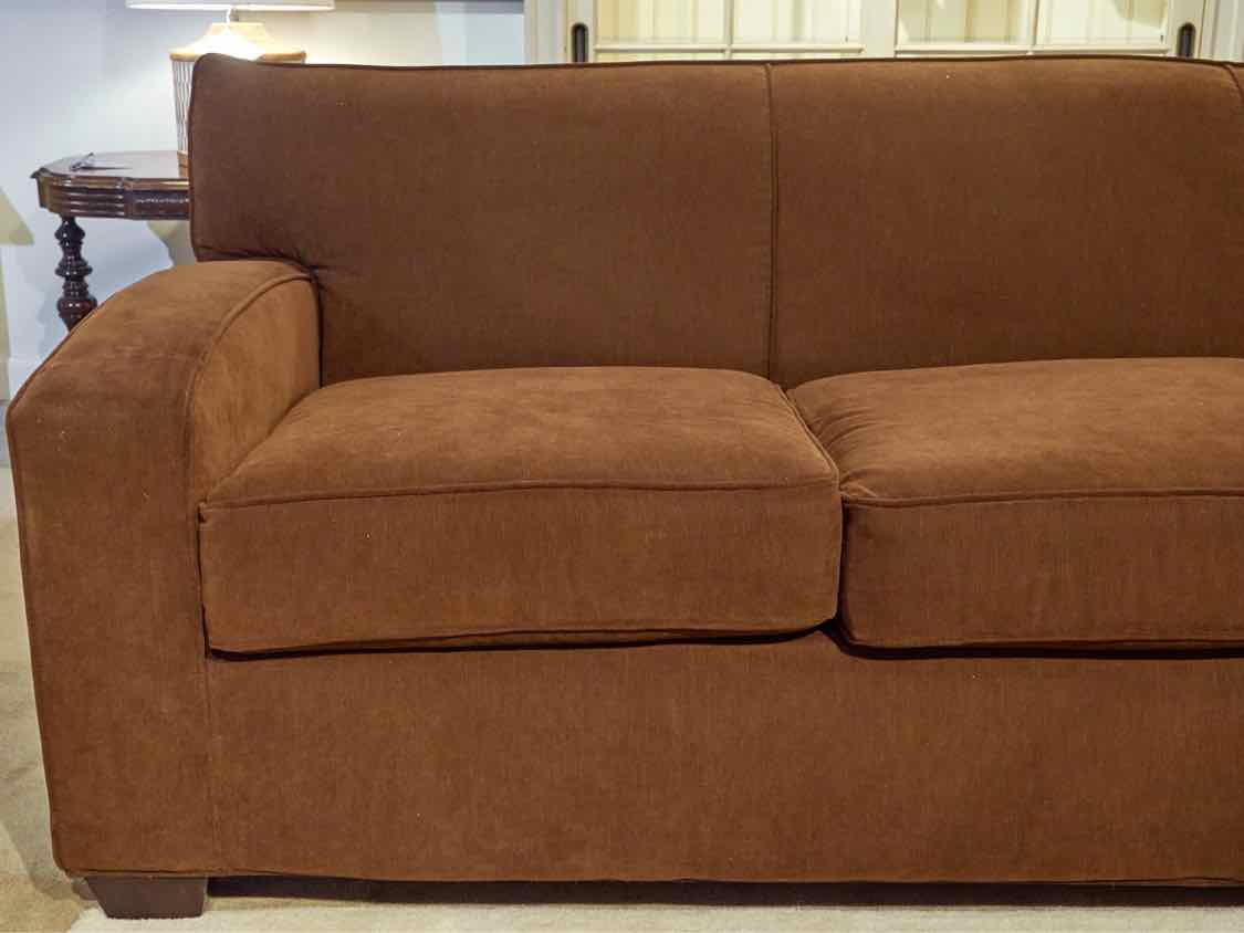 Rowe Chocolate Brown Upholstered 3 Cushion Sofa