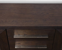 Restoration Hardware Machinto Glass 4-Door Cabinet with Drawers in Brown Oak