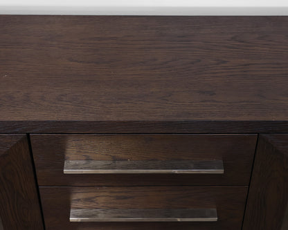 Restoration Hardware Machinto Glass 4-Door Cabinet with Drawers in Brown Oak