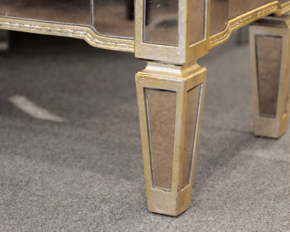 Mirrored 3-Drawer Accent Chest with Gold Trim