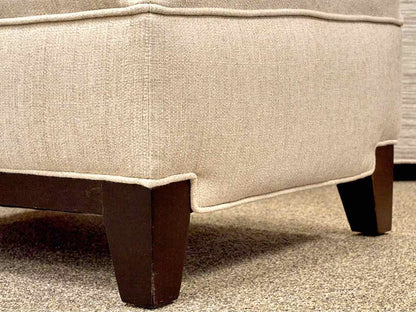 Upholstered Ottoman in Sand W/ Espresso Base