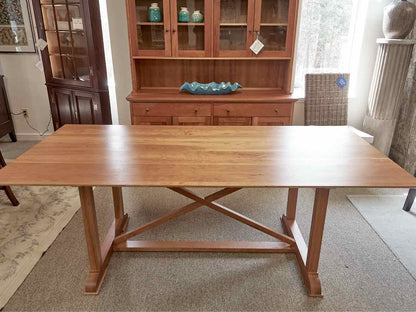 Gat Creek  "Milton" Cherry 84" Trestle Dining Table in Classic Natural Finish