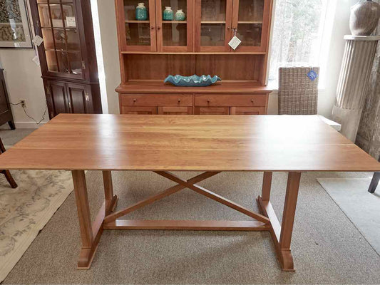 Gat Creek  "Milton" Cherry 84" Trestle Dining Table in Classic Natural Finish