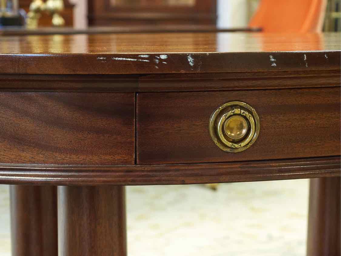 Mahogany Oval Library Table with Paw Feet
