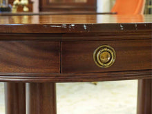 Mahogany Oval Library Table with Paw Feet
