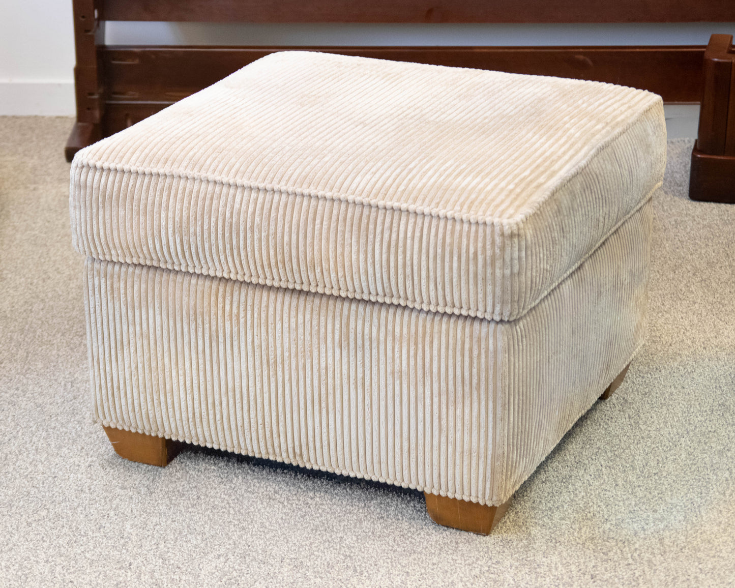 Circle Furniture Three Piece Sectional in Camel Corduroy W/ Ottoman
