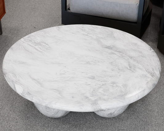 CB2 Cova Round Marbled Resin Indoor/Outdoor Coffee Table