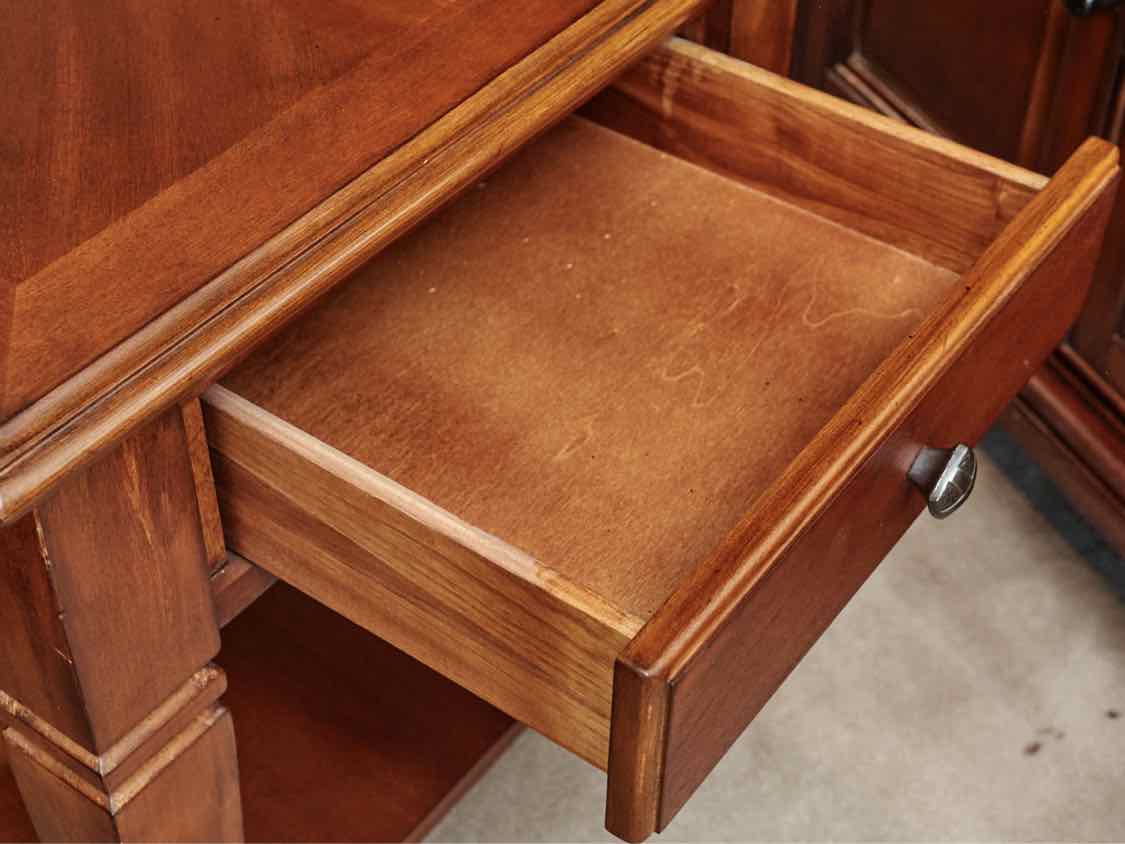 Cherry Finish Side Table with 1 Drawer & Shelf