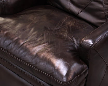 Dark Chocolate Leather Track Arm Chair