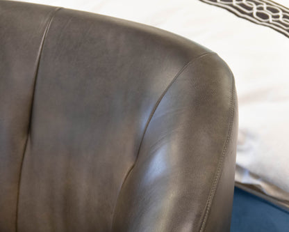 Pair Of Swivel Base Vegan Leather Mocha Chairs