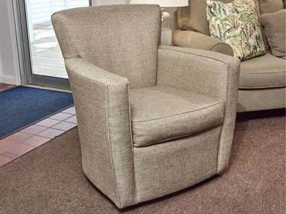Fairfield Chair Company Taupe Weave Upholstererd Swivel Chair & Ottoman