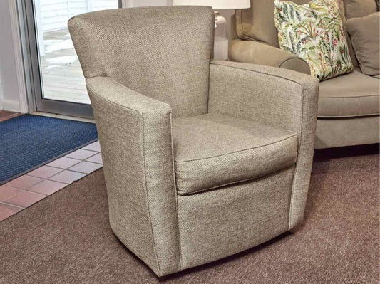 Fairfield Chair Company Taupe Weave Upholstererd Swivel Chair & Ottoman