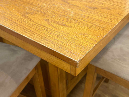 Oak Pub Table w/ Set of 6 Matching Stools