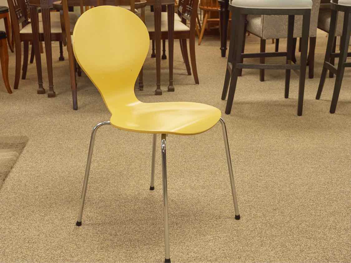 Set of Six Yellow Stacking Chairs