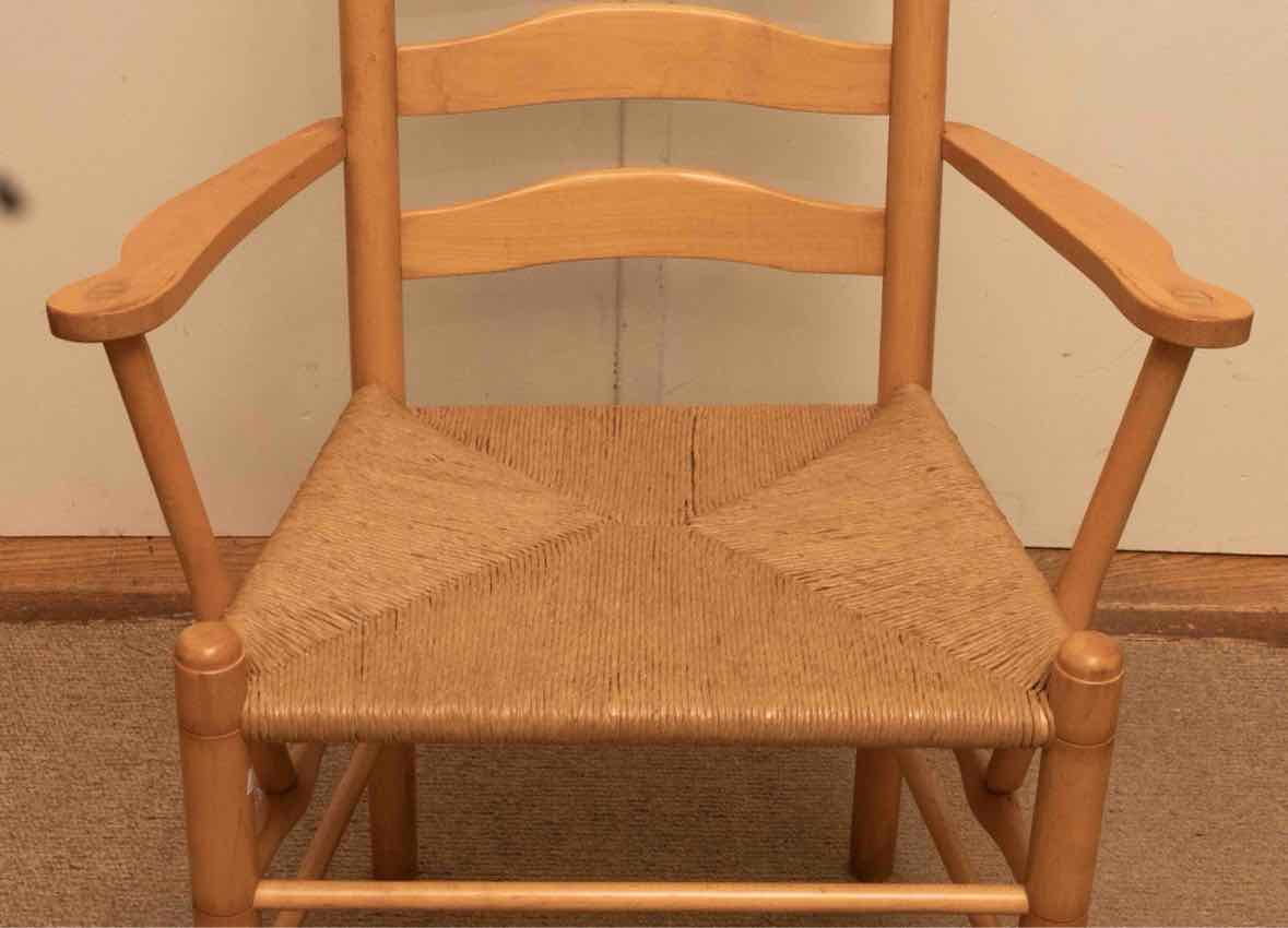 Set Of 8 Ash Ladder Back Rush  Seats Dining Chairs