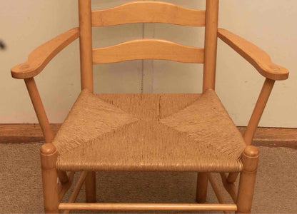 Set Of 8 Ash Ladder Back Rush  Seats Dining Chairs