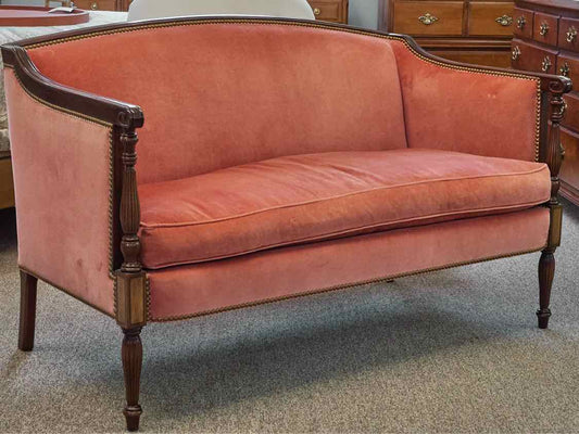 Hickory Chair Mahogany Frame Settee in Rose