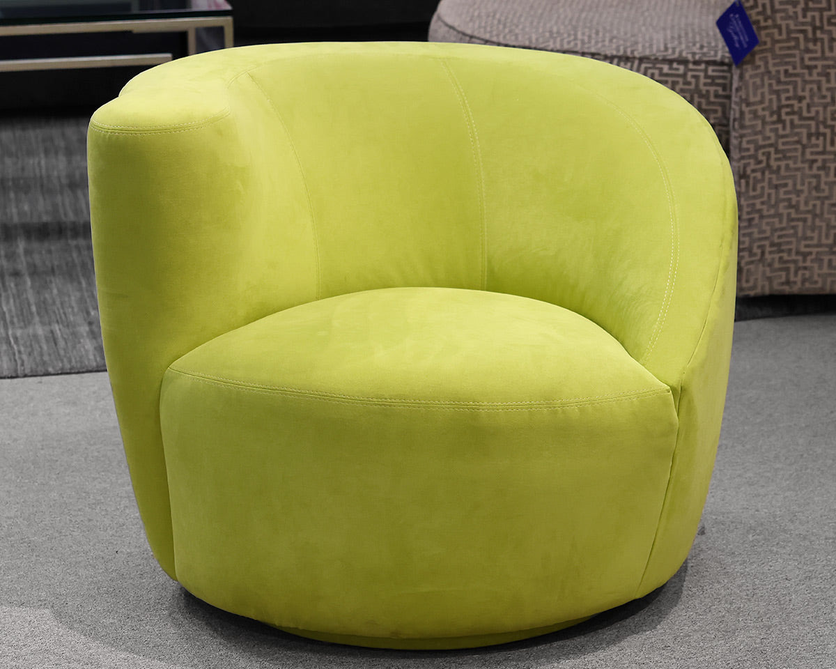 Contemporary Green Suede Swivel Chair