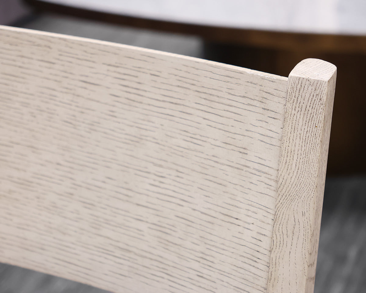 Pair of Theodore Alexander White Washed Oak Chairs with Blue Velvet Seats
