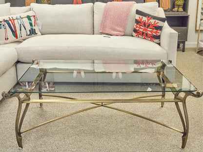 Bronze Iron Cocktail Table with Glass Top