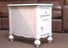 Distressed Ivory Finish 1 Drawer , Door & Magazine Rack Side Table