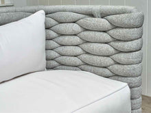 Light Grey Woven  Upholstered Swivel Chair with Ivory Seat Cushion