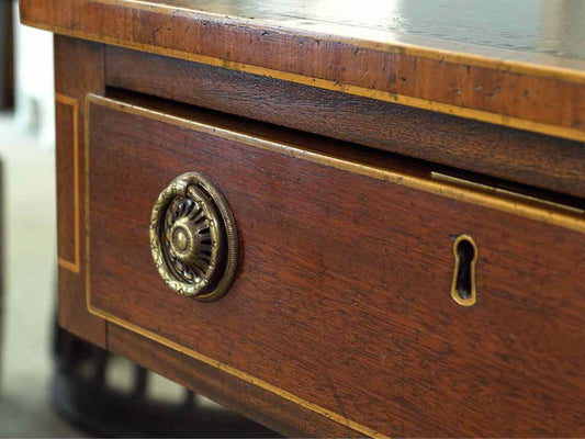 Mahogany Empire Style Partners Desk with Black Leather Top