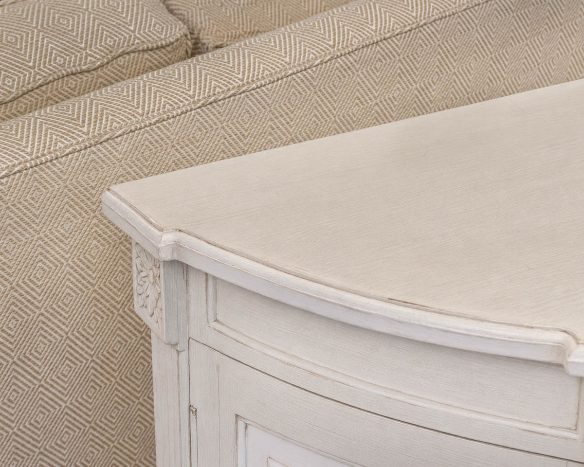 Cream Finish Demilune W/ 2 Doors & 3 Drawers