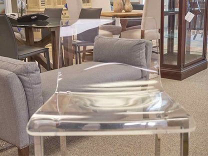 Set of 3  CB2 Chrome and Acrylic  Bar Stools