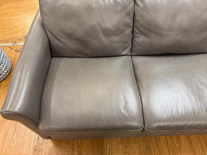 Natuzzi Grey Leather 3-Seat Sofa
