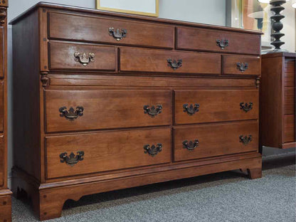 Maple 9-Drawer Dresser with Antique Brass Pulls