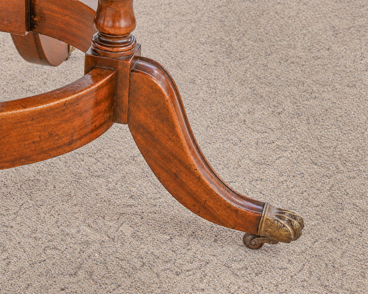60" Round Banded Mahogany Dining Table on Bird Cage Pedestal