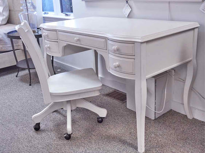 White Five Drawer Desk W/ Chair