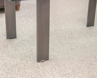 Cocktail Table with Thick Glass Top on Steel Base