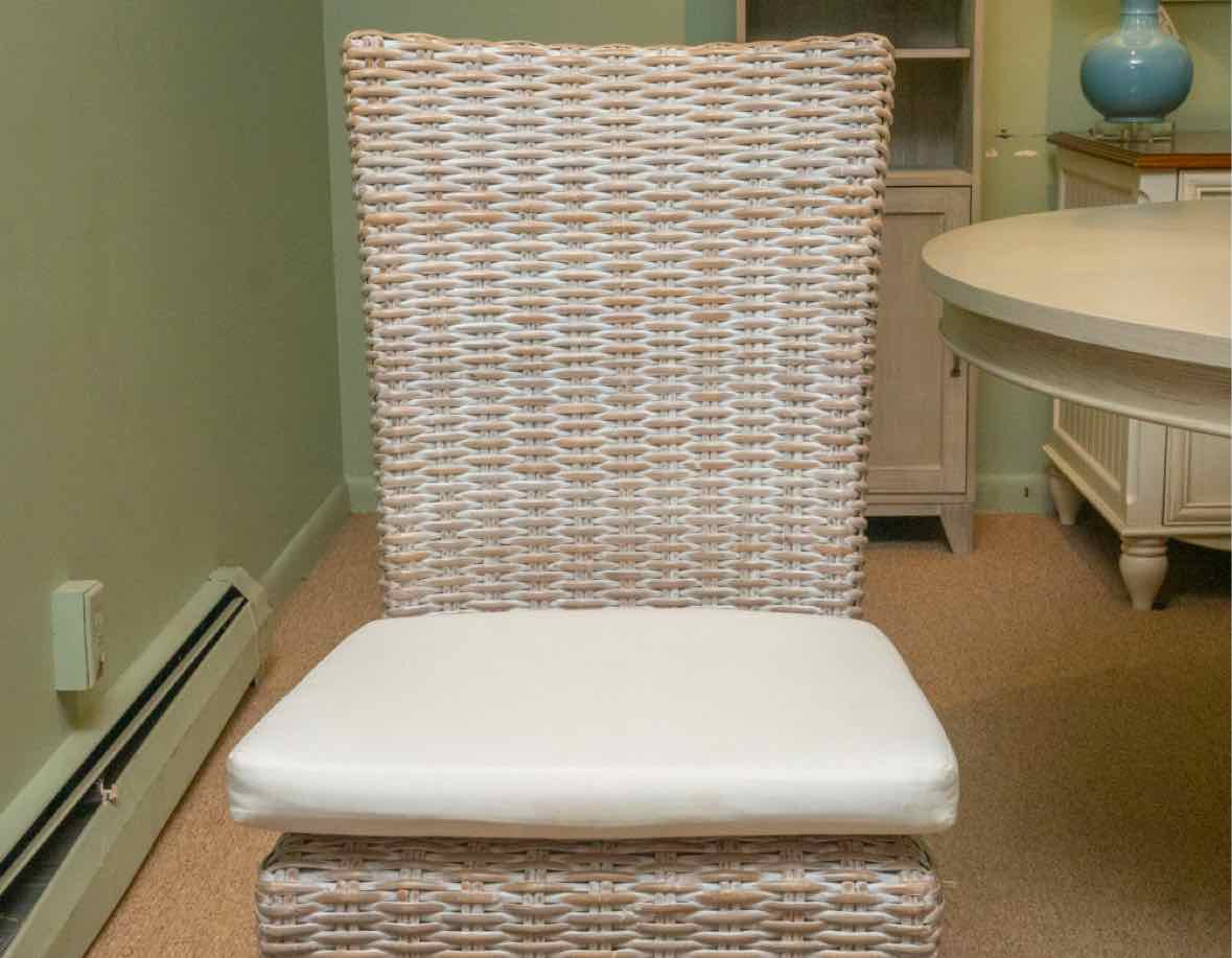 Classic Concept Inc White Washed Jute Wicker Side  ChairWith Cushion