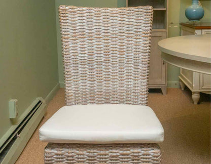 Classic Concept Inc White Washed Jute Wicker Side  ChairWith Cushion