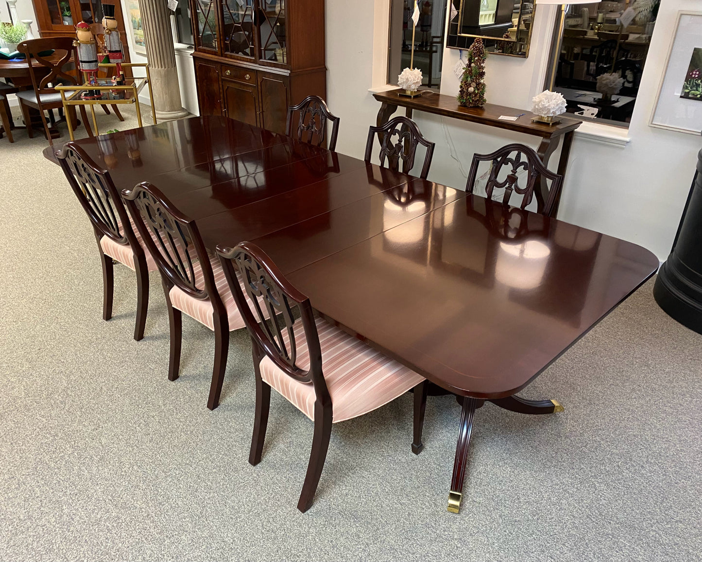 Kindel Banded Mahogany Dining Table