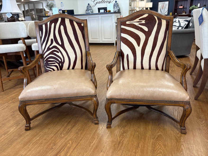 Pair of Carved Wood Zebra Armchairs