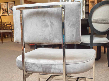 Set Of 6 World's Away LLC Performance Velvet  Chrome Base  Dining Chairs
