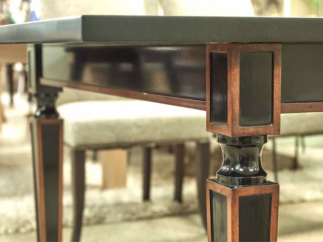Custom Italian Country Dining Table in Cherry and Black with Leaves